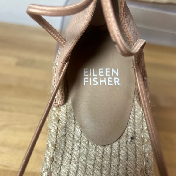 Eileen Fisher Lace Elastic Criss Cross Straps Leather Espadrille Blush Pink Sz 5 - Picture 7 of 10